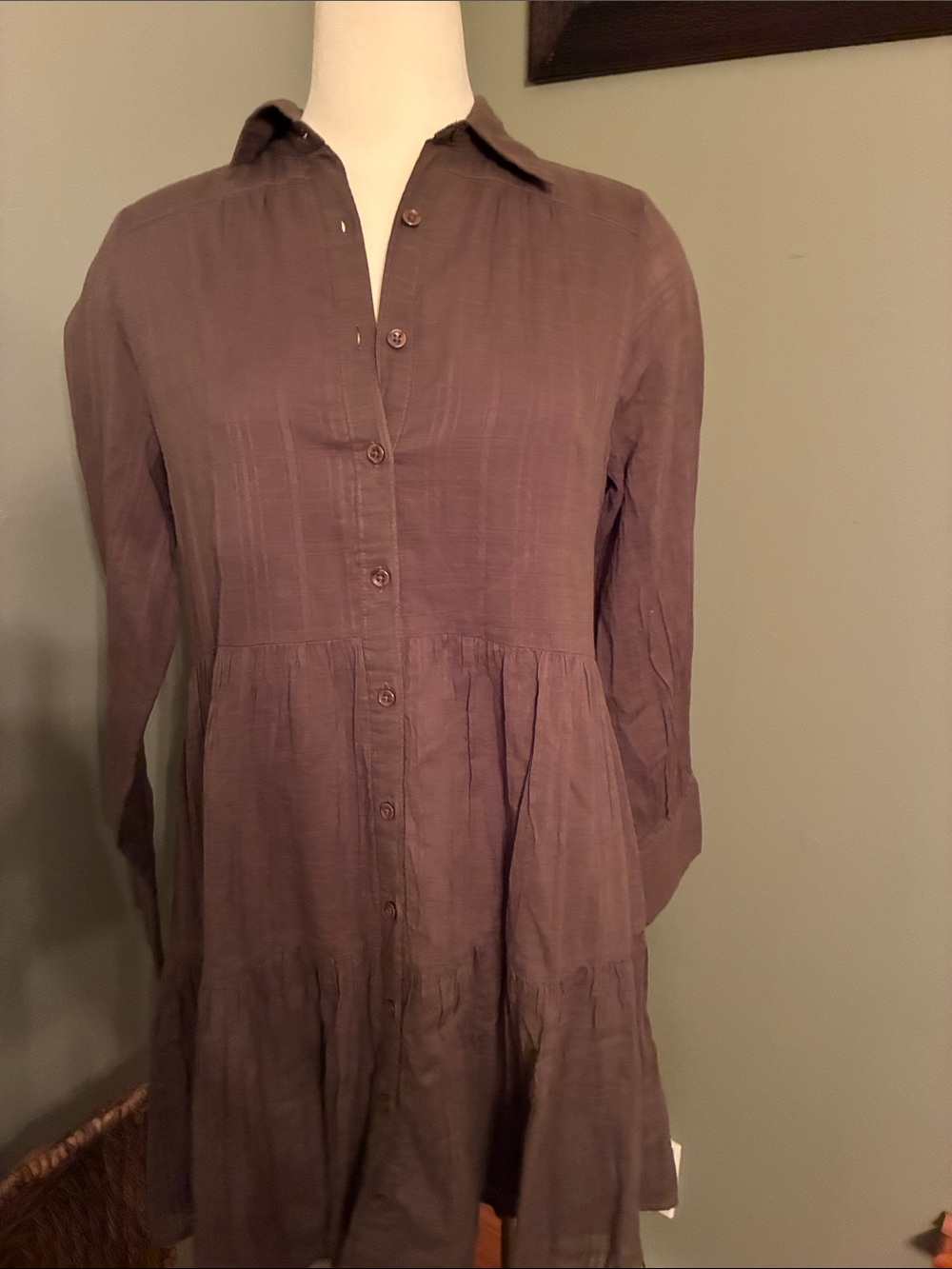 Cotton On Women's Button-Front Tiered Tunic - brown